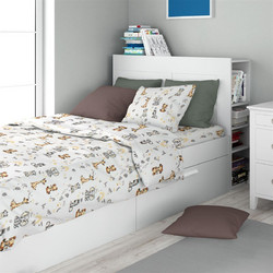 Dimcol Σετ Παιδικά Σεντόνια Μονά Φανελένια 160x240 Savanna 36 White/Grey 3τμχ