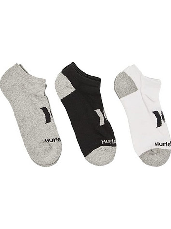 Hurley Ανδρικές Κάλτσες Κοντές με Σχέδια Μαύρες Λευκές Γκρι 3Pack MSOEU00004-110