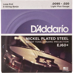D'Addario EJ60+ Σετ 5 Χορδές Μπάντζο Nickel Plated Steel 9.5-20" Extra Light Tension