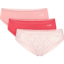 Sloggi Go Crush Βαμβακερά Γυναικεία Slip με Δαντέλα 3Pack 10219671-M005
