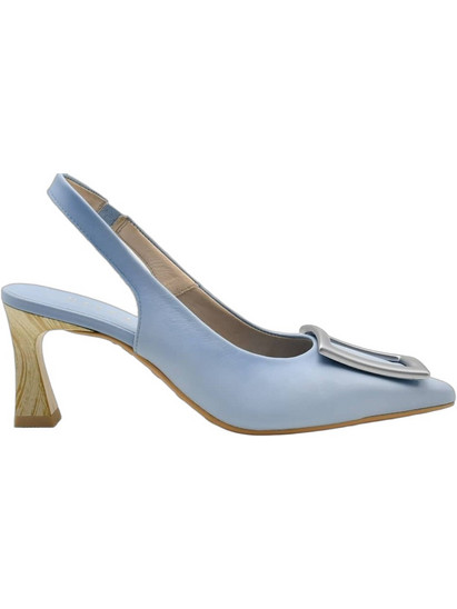 Hispanitas Γόβες Slingback Δερμάτινες με Λεπτό Χαμηλό Τακούνι Γαλάζιες HV264850-C012
