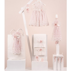 Piccolino Σετ Βάπτισης με Καλάθι για Κορίτσι Melody Pink Off-White