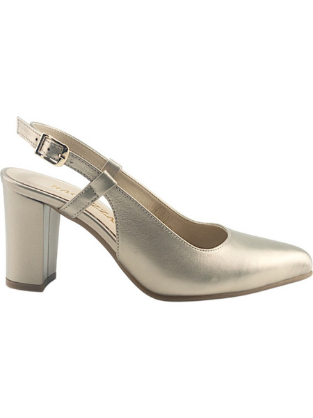 Ragazza Γόβες Slingback Δερμάτινες με Χοντρό Ψηλό Τακούνι Χρυσές 088