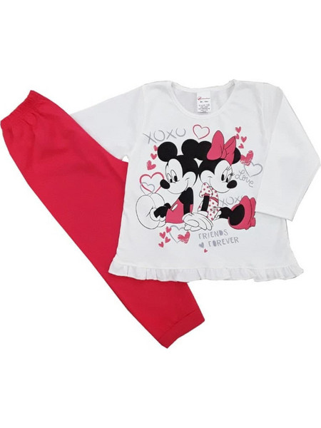 Beboulino Minnie Παιδική Πιτζάμα Βαμβακερή Χειμωνιάτικη Λευκή Κόκκινη 805-0828