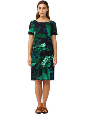 Vamp Midi Καλοκαιρινό Καθημερινό Φόρεμα Floral Μεταξωτό Navy Μπλε 24470