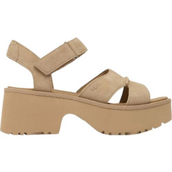 UGG New Heights Γυναικεία Πέδιλα Suede Μπεζ με Χοντρό Χαμηλό Τακούνι 1167475-00G7