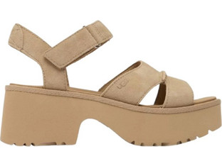UGG New Heights Γυναικεία Πέδιλα Suede Μπεζ με Χοντρό Χαμηλό Τακούνι 1167475-00G7
