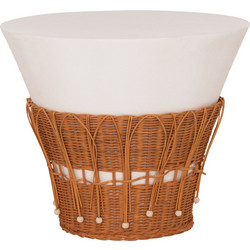 HomeMarkt PERRAL Βοηθητικό Τραπεζάκι Σαλονιού Στρογγυλό Πέτρινο με Rattan Βάση Φ55xΥ45cm HM18164.02L