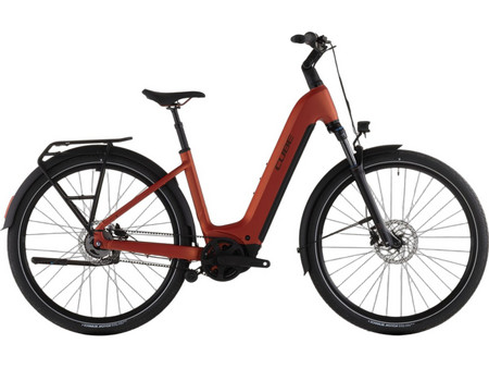 Cube Touring Hybrid Comfort SLX 800 Easy Entry Γυναικείο Ηλεκτρικό Ποδήλατο Trekking 28" 800W με 5 Ταχύτητες και Δισκόφρενα Κόκκινο