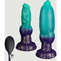 Inflatable Dog Dildo με Βεντούζα 20.5cm Πράσινο Μωβ