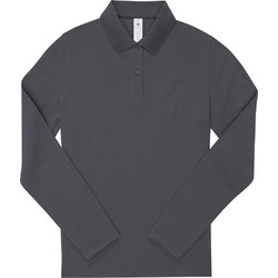 B&C Collection Γυναικεία Μπλούζα Polo Μακρυμάνικη Ανθρακί PW462