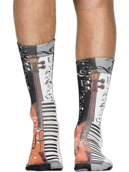 Wigglesteps Pianocello Ανδρικές Κάλτσες Ψηλές με Σχέδια Μαύρες