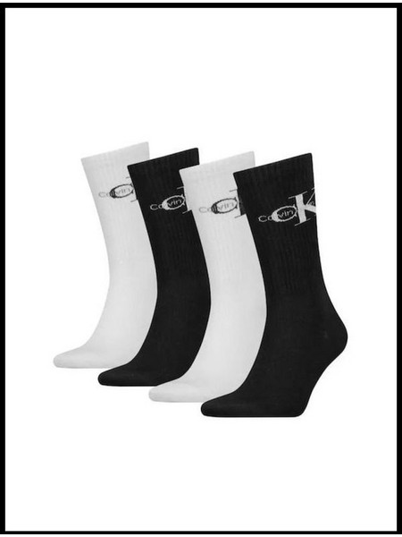 Calvin Klein Ανδρικές Κάλτσες Ψηλές Μαύρες Λευκές 4Pack C701224125