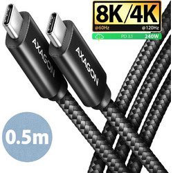 Axagon BUCM4X-CM05AB Braided USB-C to USB-C 240W 0.5m Black