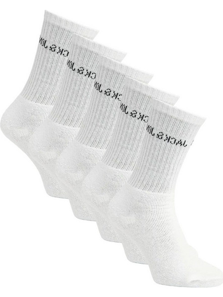 Jack & Jones Ανδρικές Κάλτσες Ψηλές Λευκές 5Pack 12266889