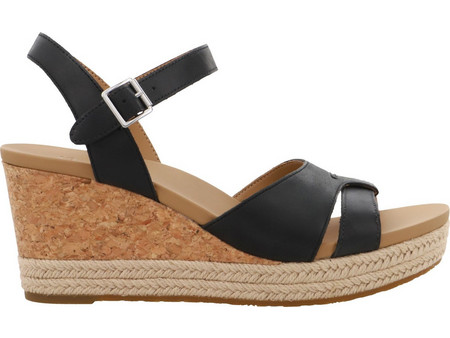 UGG Καλοκαιρινές Γυναικείες Πλατφόρμες Χαμηλές Δερμάτινες Μαύρες 1112681-BLK