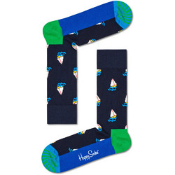 Happy Socks Ανδρικές Κάλτσες Ψηλές με Σχέδια Κίτρινες Navy Μπλε 2Pack XSAL02