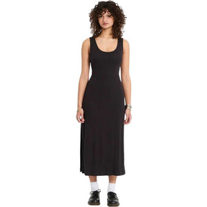 Volcom Midi Καλοκαιρινό Καθημερινό Φόρεμα Μεταξωτό Μαύρο B1312618-BLK