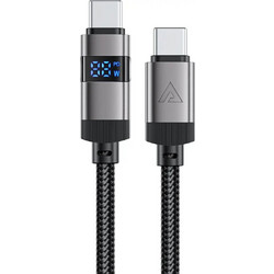 Acefast C15-03 Braided LED USB-C to USB-C 60W 1.2m Black