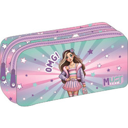 Must Fashion Girl Κασετίνα Βαρελάκι με 2 Θήκες Πολύχρωμη 587228