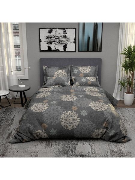 Salonica Σεντόνι King Size με Λάστιχο 180x200+30cm Νιφάδα Γκρι