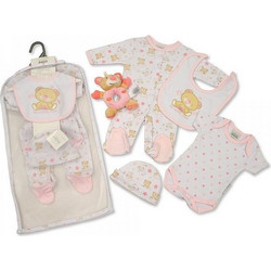 Nursery Time Σετ Ρούχων για Νεογέννητο Κορίτσι Λευκά Σομόν 5τμχ