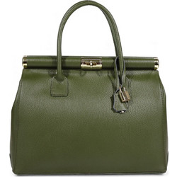Passaggio Leather Γυναικεία Τσάντα Χειρός Δερμάτινη Χακί 6187-KR-44