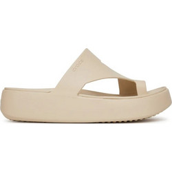 Crocs Toe Loop Γυναικείες Σαγιονάρες Flatforms Ανατομικές Αντιολισθητικές Μπεζ 210834-0LH