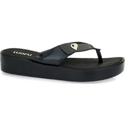 Luofu Γυναικείες Σαγιονάρες Flatforms Αντιολισθητικές Μαύρες LF7158D1-E01S