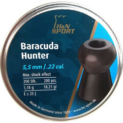 H&N Sport Baracuda Hunter Βολίδες Pellets Αεροβόλου 5.5mm Μολυβένιες 1.18g / 18.21gr 200τμχ