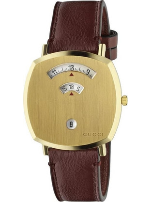 Gucci Ανδρικό Ρολόι με Καφέ Δερμάτινο Λουράκι YA157405