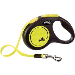 Flexi New Neon Πτυσσόμενο Λουρί Σκύλου έως 12kg 3m Μαύρο Κίτρινο
