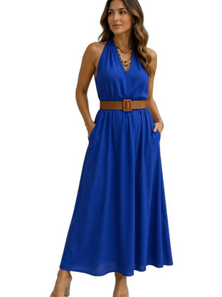 Donna Martha Maxi Καλοκαιρινό Καθημερινό Φόρεμα Royal Blue 26727
