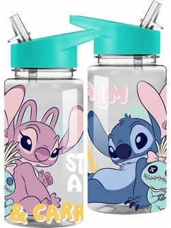 Justnote Stitch Παιδικό Παγούρι Πλαστικό με Καλαμάκι Τιρκουάζ 450ml