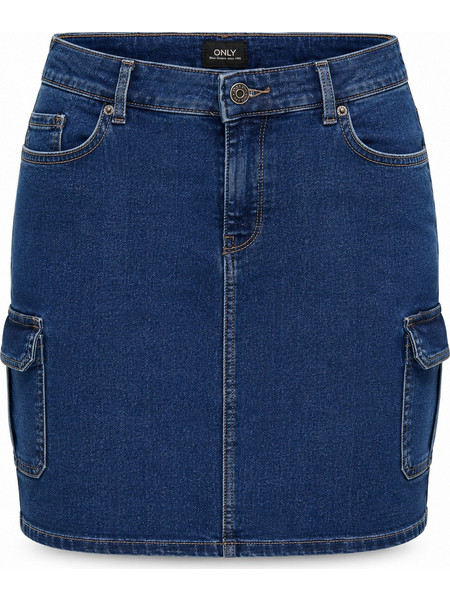 Only Μίνι Φούστα Τζιν Ψηλόμεση Cargo Navy Μπλε 15237791
