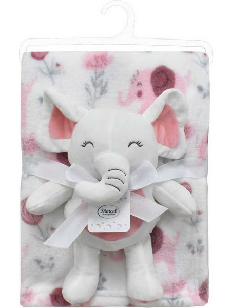 Dimcol Elephant 20 Κουβέρτα Αγκαλιάς Fleece με Λούτρινο 75x100 Λευκή