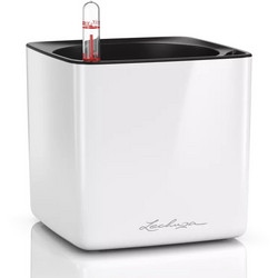 Lechuza Cube Glossy Αυτοποτιζόμενη Γλάστρα Τετράγωνη Πλαστική Λευκή 14x14x14cm 13510