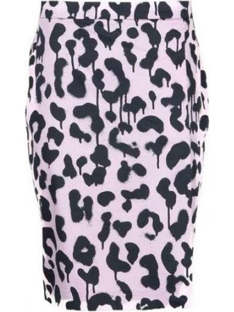 Moschino Μίντι Φούστα Υφασμάτινη Pencil Λεοπάρ Λιλά RA01021153-1222