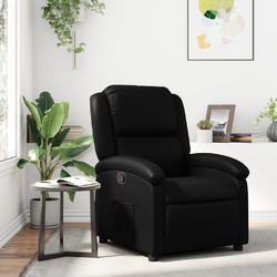 vidaXL Πολυθρόνα Relax με Υποπόδιο Ανακλινόμενη Δερματίνη Μαύρη 3205896