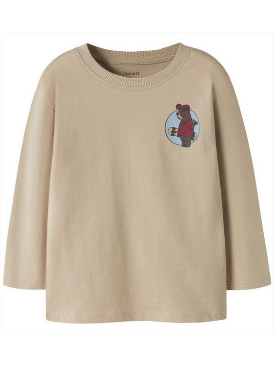 Name It Skate Every Day Παιδικό T-Shirt Μακρυμάνικο Μπεζ Καφέ 13259689