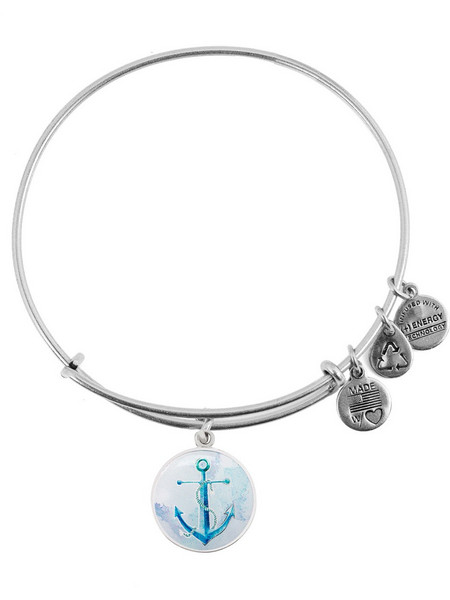 Alex and Ani Γυναικείο Βραχιόλι Βέργα με Άγκυρα Ασημί A16EB30SS