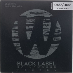 Warwick Black Label Σετ 4 Χορδές Ηλεκτρικού Μπάσου Nickel Plated Steel 45-105" Medium Tension