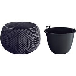 Prosperplast Splofy Bowl Γλάστρα Στρογγυλή Πλαστική Ανθρακί 23.9x16.1cm DKSP240-S433