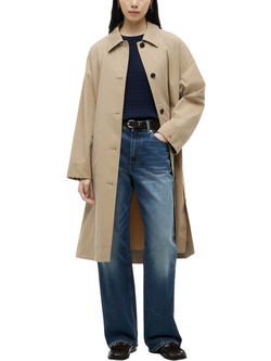 Tommy Hilfiger Γυναικεία Καπαρντίνα Υφασμάτινη Μακριά Μπεζ WW0WW49842-AEH