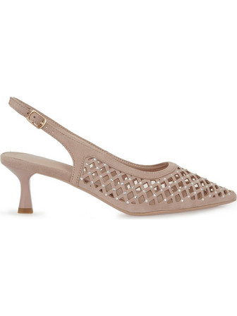 Seven Γόβες Slingback με Λεπτό Χαμηλό Τακούνι & Στρας Nude W470V5323-5D7
