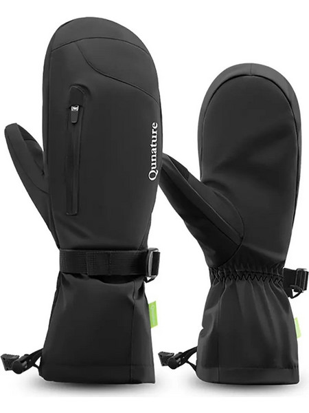 Qunature Full Length Αδιάβροχα Ανδρικά Γάντια Σκι & Snowboard Μαύρα
