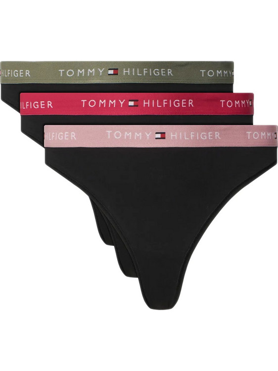 Tommy Hilfiger Βαμβακερά Γυναικεία String Μαύρα 3Pack UW0UW05530-0K7