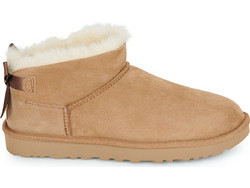 UGG Ultra Mini Bailey Bow Γυναικεία Μποτάκια Suede Ταμπά με Γούνα 1185491-CHE