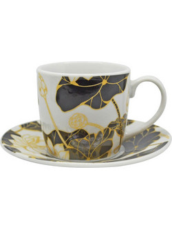 Ankor Σετ Φλιτζάνια Espresso & Ελληνικού Καφέ Πορσελάνης Μαύρα Χρυσά 110ml 6τμχ 821457