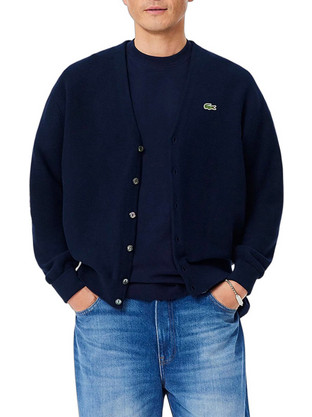Lacoste Ανδρική Ζακέτα Πλεκτή με Κουμπιά Navy Μπλε 3AH9914-166